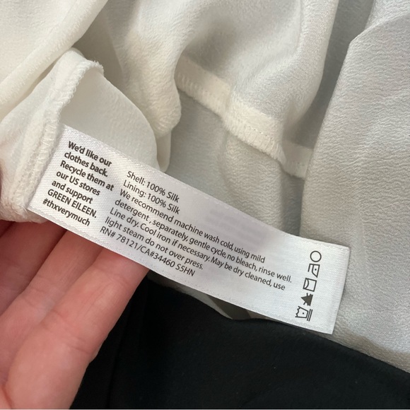 Eileen Fisher Sleeveless Black/White Double-Layer Silk Cocktail Dress size Small - Picture 4 of 12